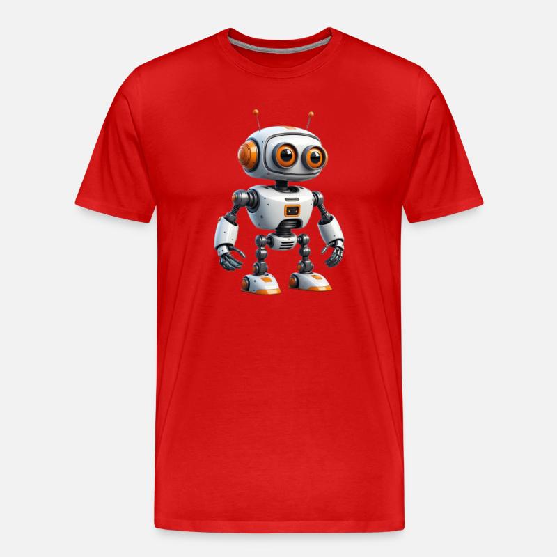Kleiner Robo-Entdecker - Männer Premium Bio T-Shirt - Rot