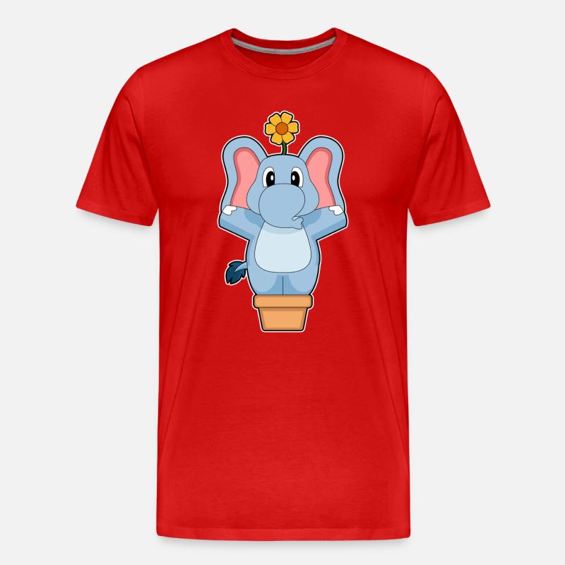 Elefant Blume - Männer Premium Bio T-Shirt - Rot