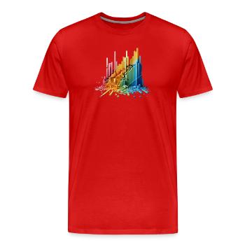 Frequenz-Wand - Männer Premium Bio T-Shirt - Rot - Vorne - Damien (186cm)