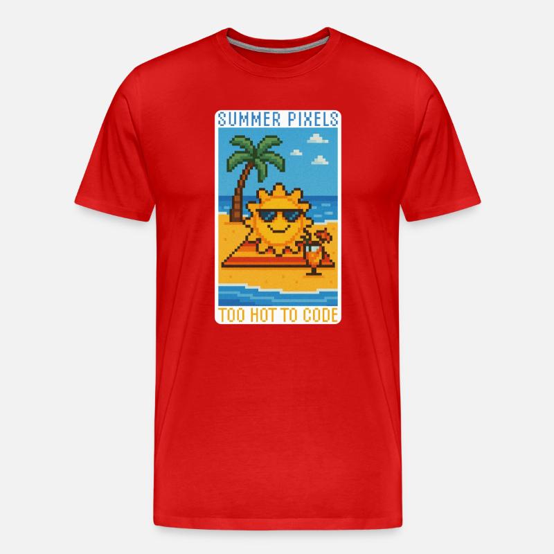 Sunny Pixels & Chill - Männer Premium Bio T-Shirt - Rot