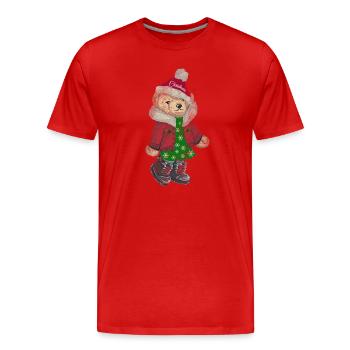 Ours de Noël, Cadeau de Noël - T-shirt bio Premium Homme - rouge - Devant - Damien (186cm)