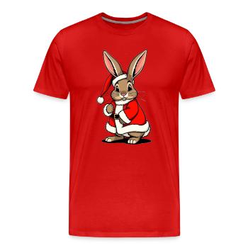 Kaninchen als Nikolaus an Weihnachten - Männer Premium Bio T-Shirt - Rot - Vorne - Damien (186cm)
