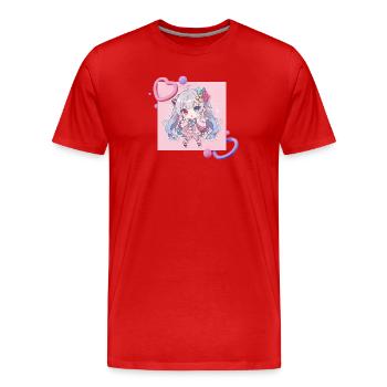 Pastell-Chibi Herzakzent - Männer Premium Bio T-Shirt - Rot - Vorne - Damien (186cm)