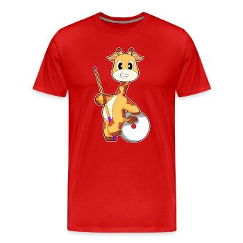 Giraffe Billiard Queue Sport - Männer Premium Bio T-Shirt - Rot - Vorne - Damien (186cm)