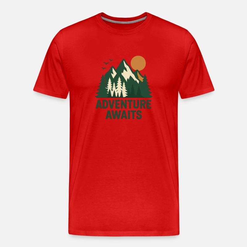Abenteuerwald Berglandschaft - Männer Premium Bio T-Shirt - Rot