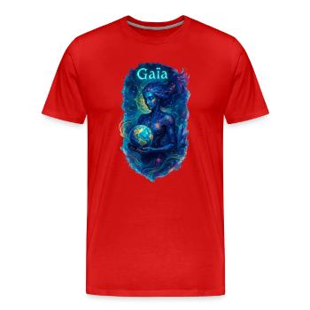 Gaïa - Mère Nature - Arbre de Vie - T-shirt bio Premium Homme - rouge - Devant - Damien (186cm)