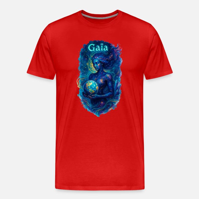 Gaia – Mutter Natur – Baum des Lebens - Männer Premium Bio T-Shirt - Rot