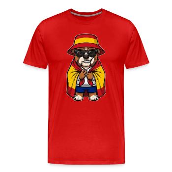 Chien de dessin animé Bouledogue espagnol Cool & Stylé - T-shirt bio Premium Homme - rouge - Devant - Damien (186cm)