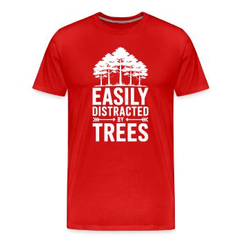 Arbres, Arbres, Arbres, Drôles d’Arbres, Cadeau - T-shirt bio Premium Homme - rouge - Devant - Damien (186cm)