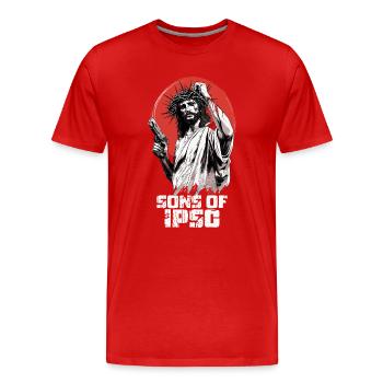 Fils de l’IPSC Jésus-Christ Tir - T-shirt bio Premium Homme - rouge - Devant - Damien (186cm)