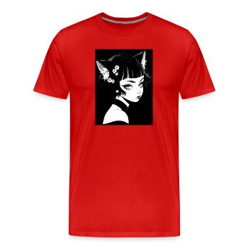 anime, fille, cadeau, otaku, manga, horreur - T-shirt bio Premium Homme - rouge - Devant - Damien (186cm)