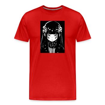 anime, fille, cadeau, otaku, manga, horreur - T-shirt bio Premium Homme - rouge - Devant - Damien (186cm)
