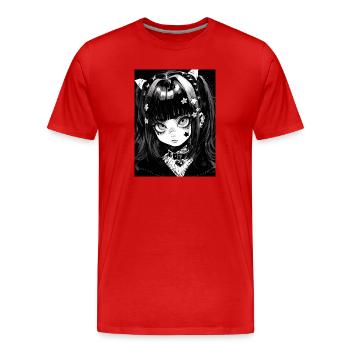 anime, fille, cadeau, otaku, manga, horreur - T-shirt bio Premium Homme - rouge - Devant - Damien (186cm)