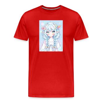 elfe, anime, fille, otaku, kawaii, mignon - T-shirt bio Premium Homme - rouge - Devant - Damien (186cm)