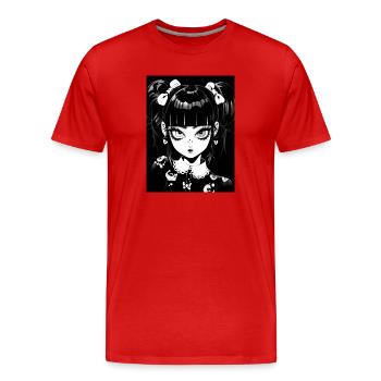 anime, fille, cadeau, otaku, manga, horreur - T-shirt bio Premium Homme - rouge - Devant - Damien (186cm)