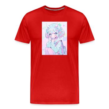 Anime, Anime Girl, Anime Girl, Elf - Men's Premium Organic T-Shirt - red - Front - Damien (186cm)