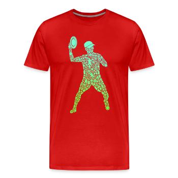 Disc Golf Spieler Symbole Jungen Discgolf - Männer Premium Bio T-Shirt - Rot - Vorne - Damien (186cm)