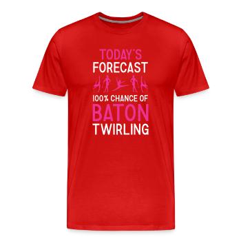 Baton Twirler Today's Forecast Baton Twirling - Men's Premium Organic T-Shirt - red - Front - Damien (186cm)