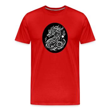 Tribal Dragon Black and White - Men's Premium Organic T-Shirt - red - Front - Damien (186cm)