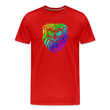 | lion | animale | prédateur Rugir - T-shirt bio Premium Homme - rouge - Devant - Damien (186cm)
