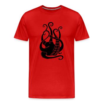 pieuvre poulpe calmar calamar seiche plongée - T-shirt bio Premium Homme - rouge - Devant - Damien (186cm)