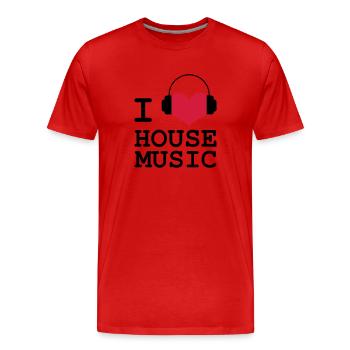 I Love House Music - T-shirt bio Premium Homme - rouge - Devant - Damien (186cm)