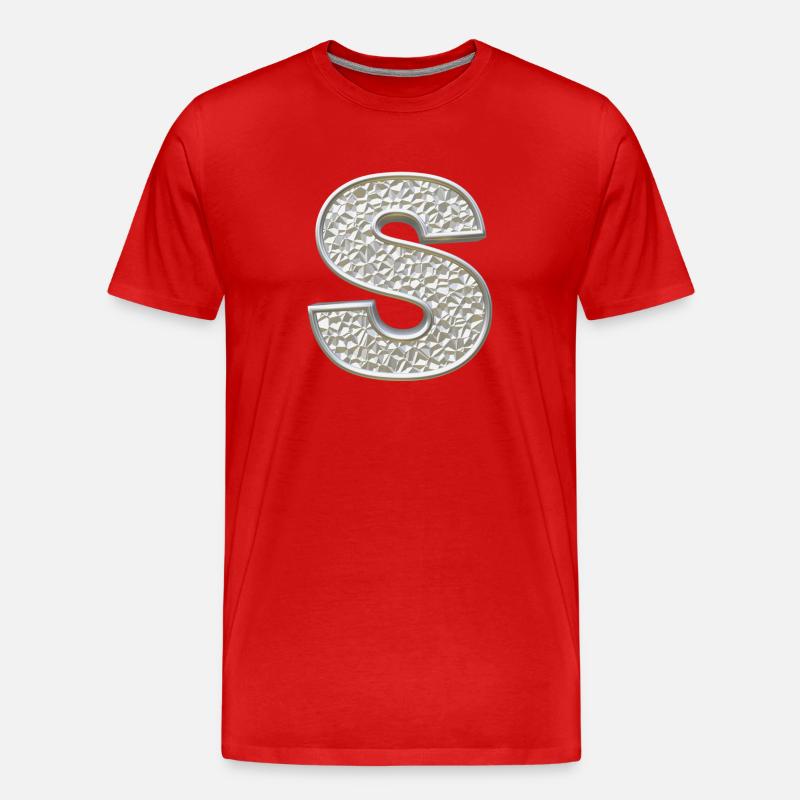 S, letter, initial, monogram, - Männer Premium Bio T-Shirt - Rot