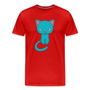 Angry Kawaii Cat - Männer Premium Bio T-Shirt - Rot - Vorne - Damien (186cm)
