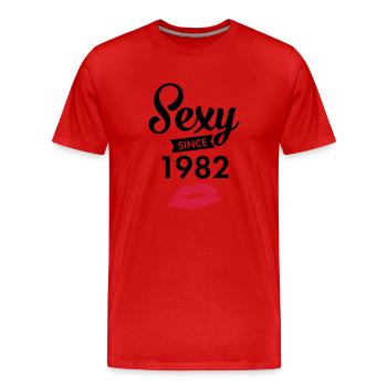 Sexy Since 1982 - Männer Premium Bio T-Shirt - Rot - Vorne - Damien (186cm)