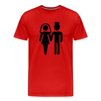 Mariée et marié / mariée Pair / Jeunes Mariés / - T-shirt bio Premium Homme - rouge - Devant - Damien (186cm)