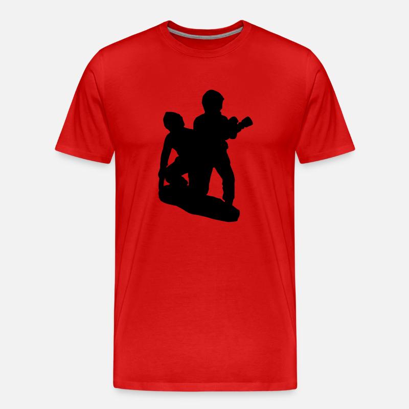 binomial Feuerwehrmann Angriff - Männer Premium Bio T-Shirt - Rot