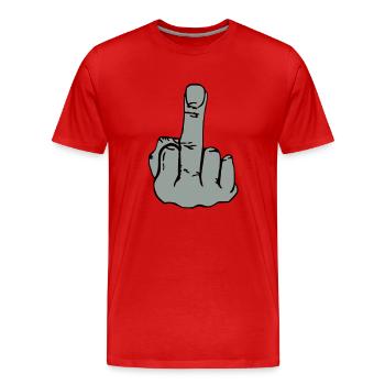 Doigt d'honneur - T-shirt bio Premium Homme - rouge - Devant - Damien (186cm)