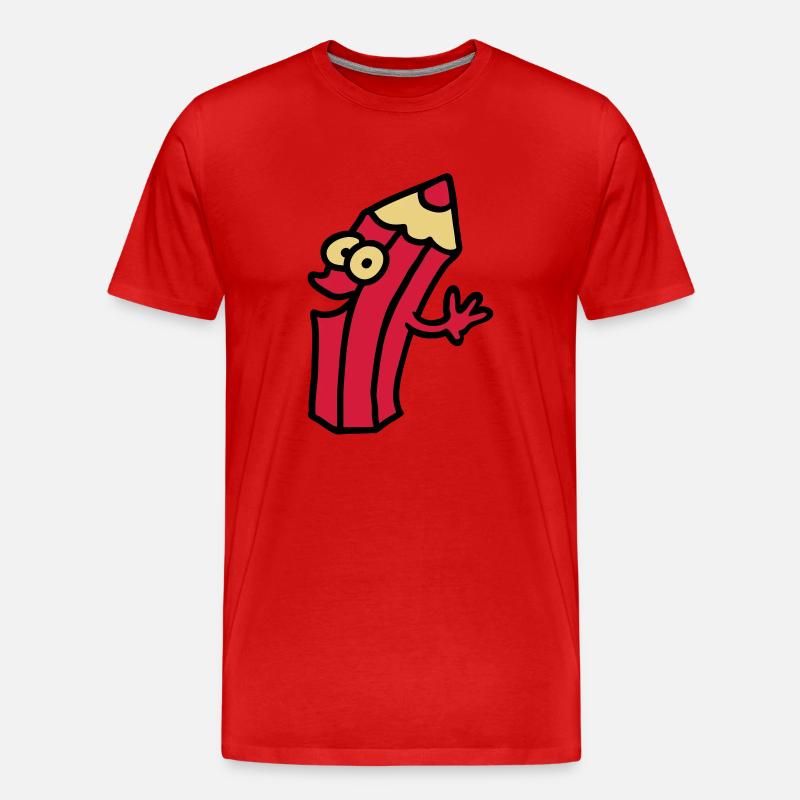 fröhlicher stift - Männer Premium Bio T-Shirt - Rot