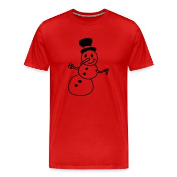 dessin animé bonhomme de neige comique chapeau froehlicher cylindre - T-shirt bio Premium Homme - rouge - Devant - Damien (186cm)