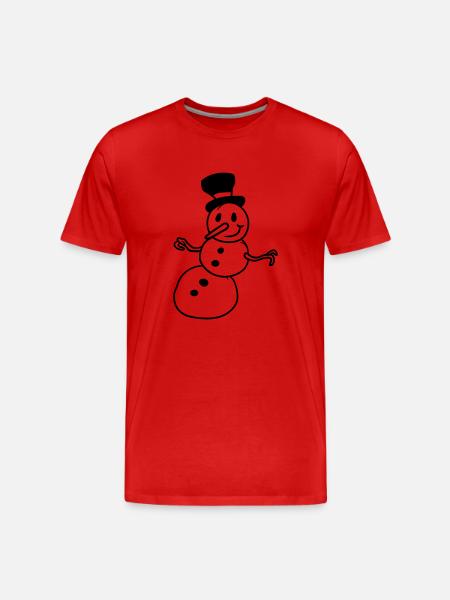 tecknad film snowman comic froehlicher cylinder hatt - Organic T-shirt Ekologisk premium-T-shirt herr - röd