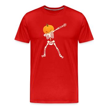 Dabbing Skeleton Pumpkin - Dab Dance Halloween - T-shirt bio Premium Homme - rouge - Devant - Damien (186cm)