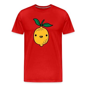 Fruit de citron kawaii - T-shirt bio Premium Homme - rouge - Devant - Damien (186cm)