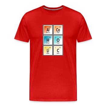 Alcoolique - Tableau périodique des éléments - T-shirt bio Premium Homme - rouge - Devant - Damien (186cm)