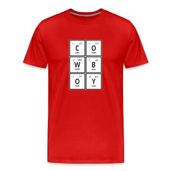 Cowboy | Tableau périodique des éléments - T-shirt bio Premium Homme - rouge - Devant - Damien (186cm)