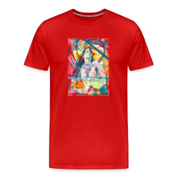 Abstrakte Malerei - Surrealist - Männer Premium Bio T-Shirt - Rot - Vorne - Damien (186cm)