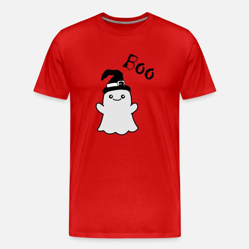 Funny Ghost Boo - Männer Premium Bio T-Shirt - Rot
