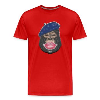 Gorilla Kiss Pixel - Männer Premium Bio T-Shirt - Rot - Vorne - Damien (186cm)