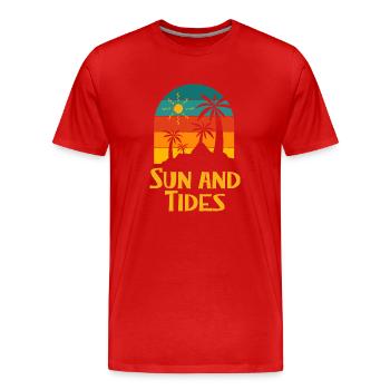Sun and Tides Surfing Beach Surfer Ocean Holiday - Men's Premium Organic T-Shirt - red - Front - Damien (186cm)