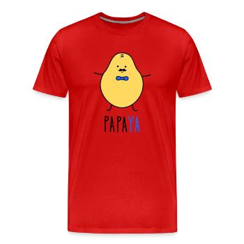 Papa als Papaya - Männer Premium Bio T-Shirt - Rot - Vorne - Damien (186cm)