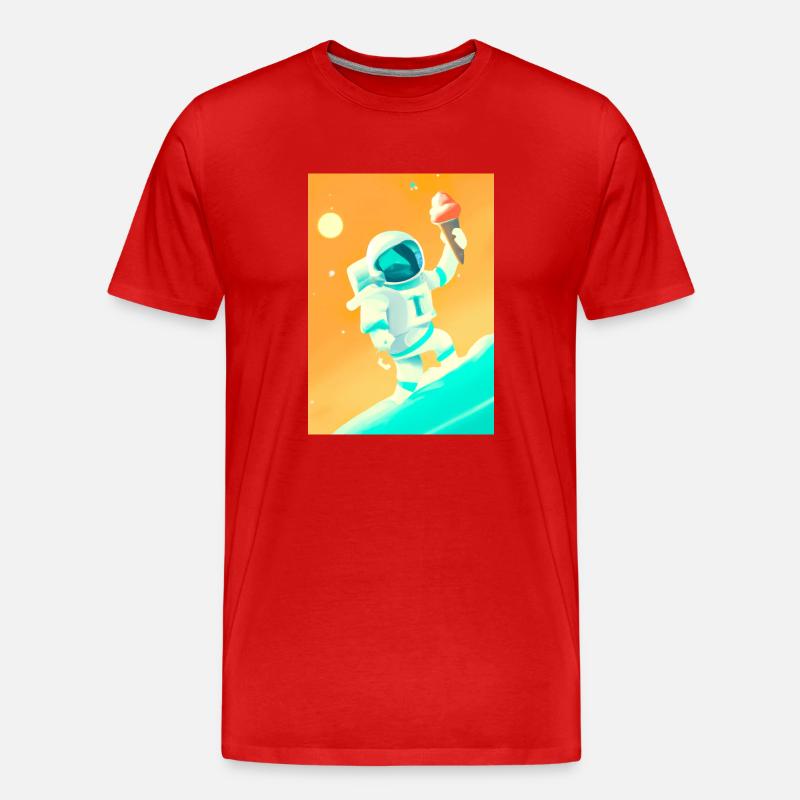 Astronaut mit Eiscreme - Männer Premium Bio T-Shirt - Rot