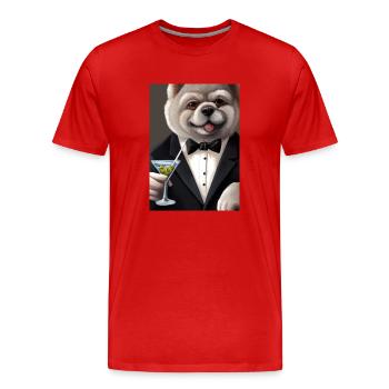 Chow Chow Anzug Martini - Männer Premium Bio T-Shirt - Rot - Vorne - Damien (186cm)
