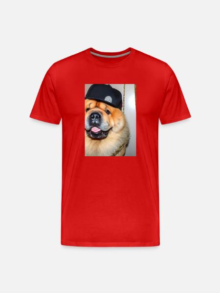 Cooler Hund mit Mütze - Männer Premium Bio T-Shirt - Rot