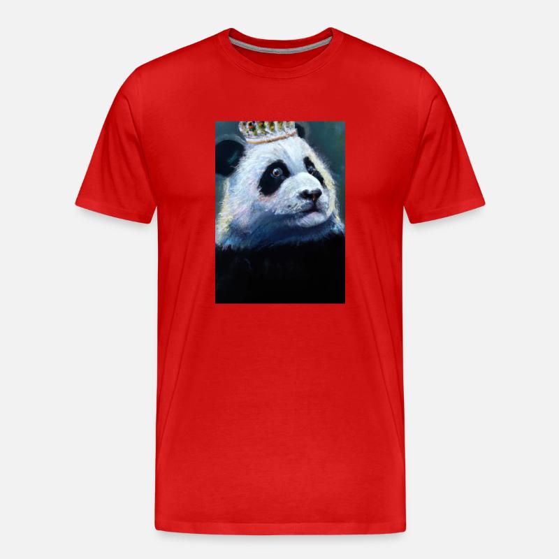 Panda mit Krone Ölgemälde - Männer Premium Bio T-Shirt - Rot