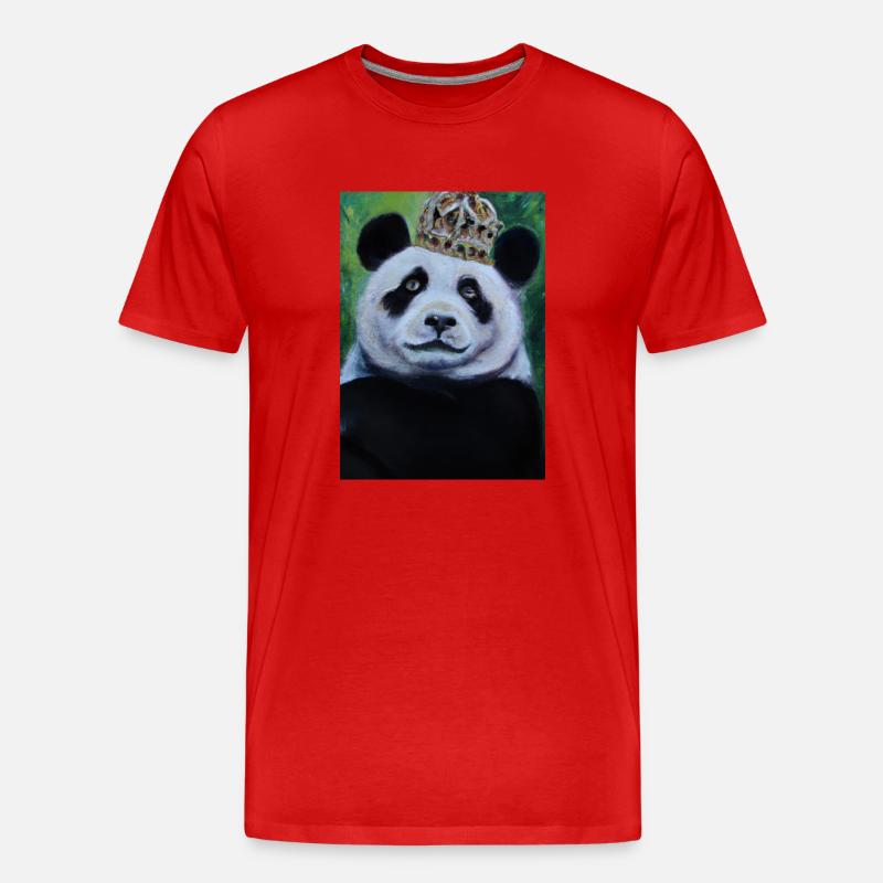 Panda mit Krone Ölgemälde - Männer Premium Bio T-Shirt - Rot