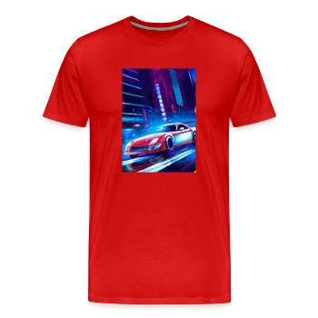 Sportwagen in der Großstadt - Männer Premium Bio T-Shirt - Rot - Vorne - Damien (186cm)